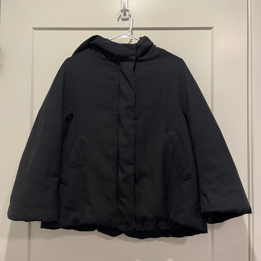 Uniqlo +J Jil Sander Hybrid Down Short Coat Black Hooded Puffer Jacket Large
